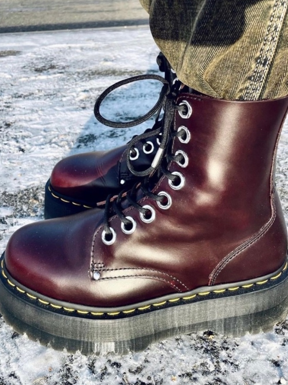 Dr. Marten Jadon Max Leather Platform Boots in Oxblood Atlas - Picture 4 of 15